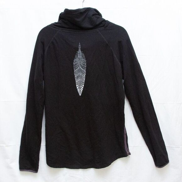 Leon Designs Bambou Cowl Neck Sweatshirt Owl & Feather Graphic XL Goth Grunge - Picture 3 of 6